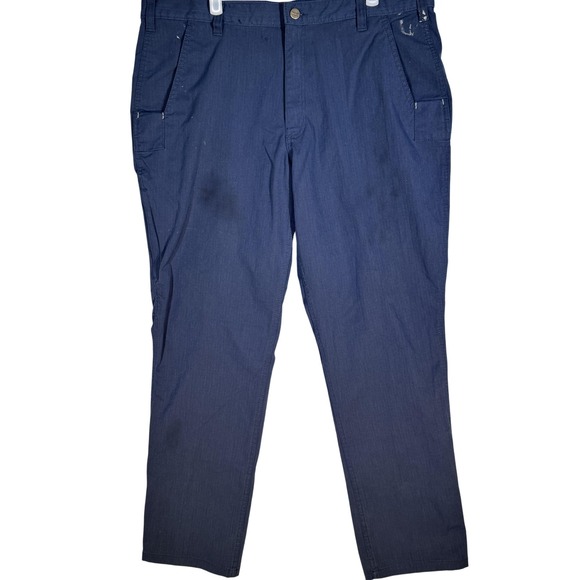 Carhartt Pants Mens 39x31 Navy Blue Ripstop Utility Relaxed Fit Zip Pocket Work - Picture 1 of 11